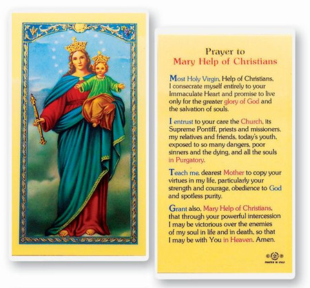 Prayer to Mary Help of Christians Laminated Holy Card