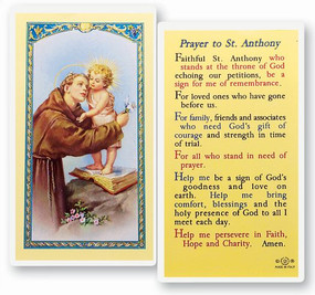 St. Anthony Prayer Laminated Holy Card