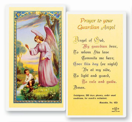Guardian Angel Boy Prayer Laminated Holy Card