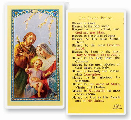 Divine Praises Laminated Holy Card