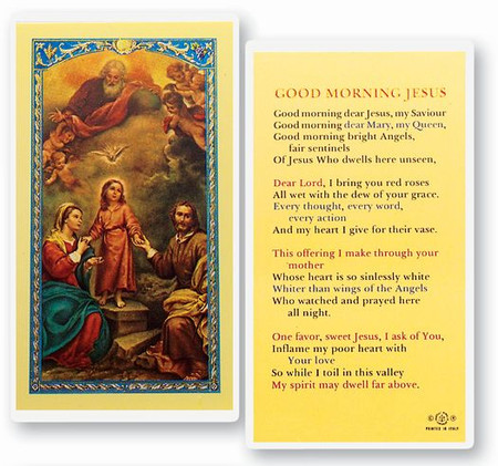 Good Morning Jesus Laminated Holy Card