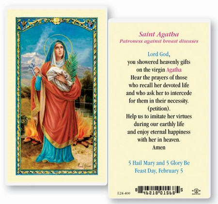 St. Agatha Patroness Against Breast Diseases Laminated Holy Card
