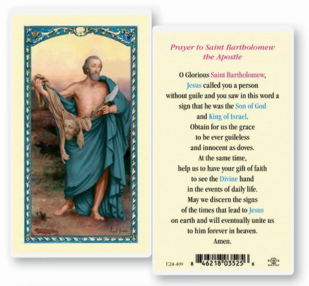 St. Bartholomew Prayer Laminated Holy Card