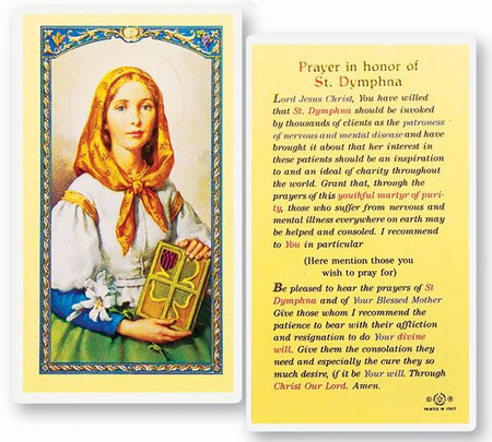 St. Dymphna Prayer Laminated Holy Card