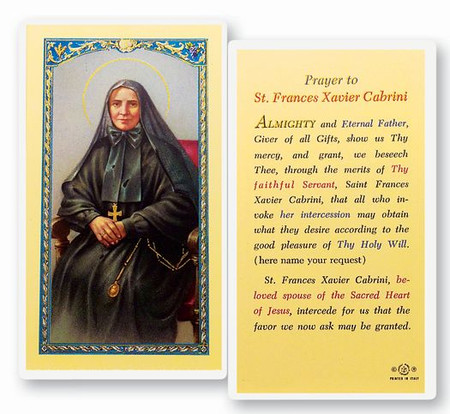 St. Francis Xavier Cabrini Prayer Laminated Holy Card