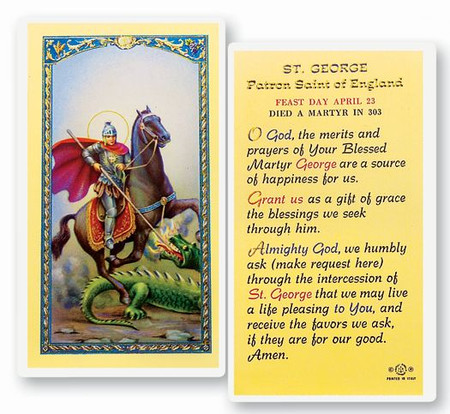 St. George Laminated Holy Card