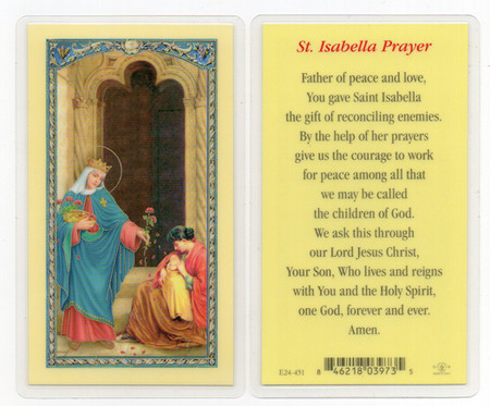 St. Isabella Prayer Laminated Holy Card