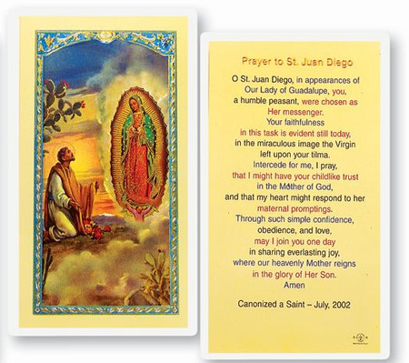 St. Juan Diego Prayer Laminated Holy Card