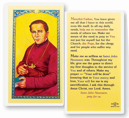St. John Neumann Prayer Laminated Holy Card