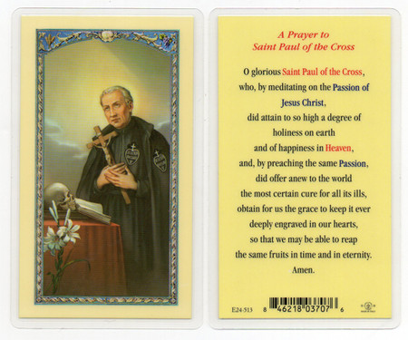 St. Paul of the Cross Prayer Laminated Holy Card
