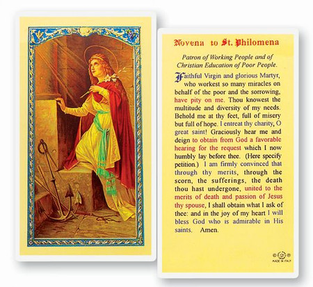 St. Philomena Novena Laminated Holy Card