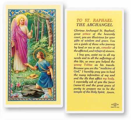 St. Raphael the Archangel Prayer Laminated Holy Card