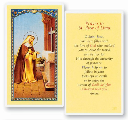 St. Rose of Lima Prayer Laminated Holy Card