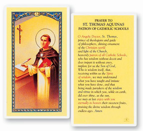St. Thomas Aquinas Prayer Laminated Holy Card