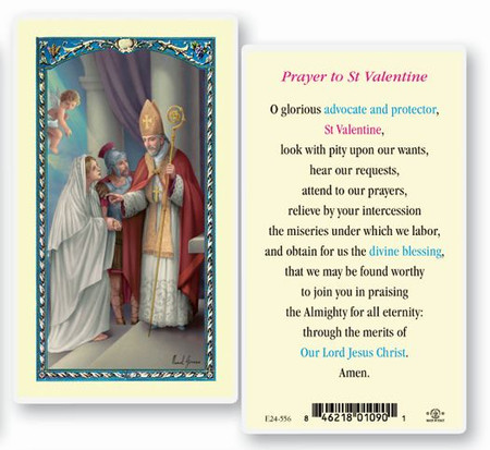 St. Valentine Prayer Laminated Holy Card
