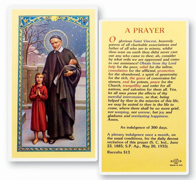 St. Vincent de Paul Prayer Laminated Holy Card