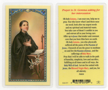 St. Gemma Prayer Laminated Holy Card