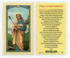 St. Genevieve Prayer Laminated Holy Card