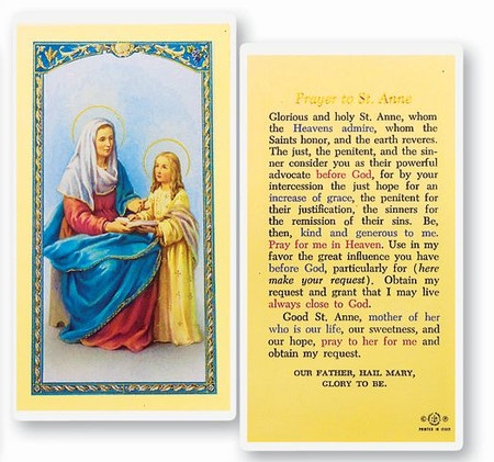 St. Anne Prayer Laminated Holy Card