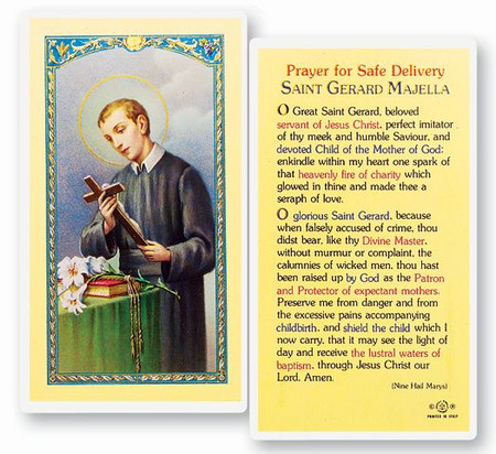 St. Gerard Majella - Prayer for Safe Deliver - Laminated Holy Card