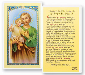 St. Joseph Prayer by Pope St. Pius X Laminated Holy Card