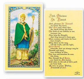 St. Patrick Hail Glorious Laminated Holy Card