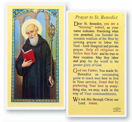 St. Benedict Prayer Laminated Holy Card