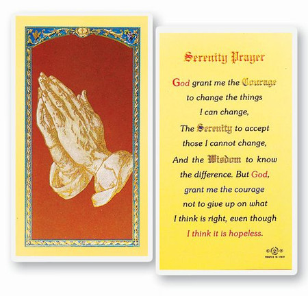 Serenity Prayer (Long Version) Laminated Holy Card