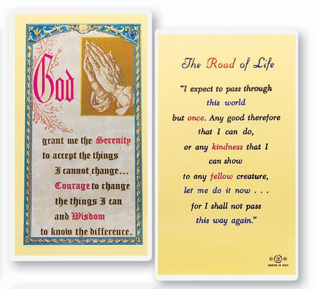 Road of Life Serenity Laminated Holy Card
