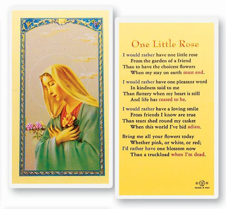 One Little Rose Laminated Holy Card