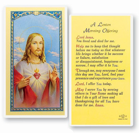 Lenten Morning Offering Laminated Holy Card