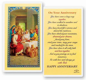 On Your Anniversary Laminated Holy Card
