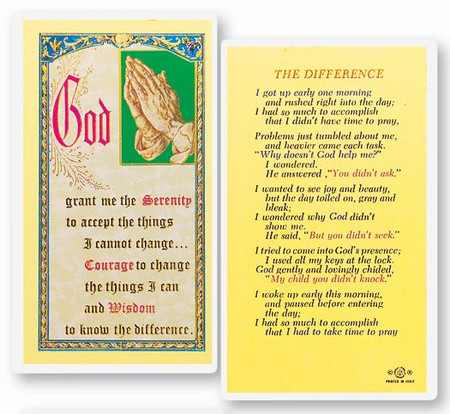Difference Serenity Laminated Holy Card