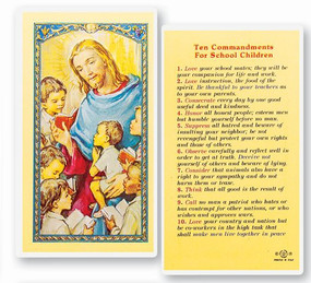 Ten Commandments for School Children Laminated Holy Card