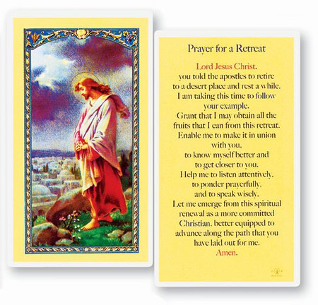 Prayer for a Retreat Laminated Holy Card