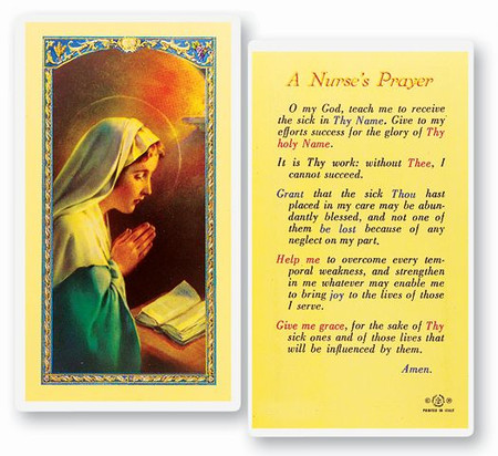 Nurse's Prayer Laminated Holy Card