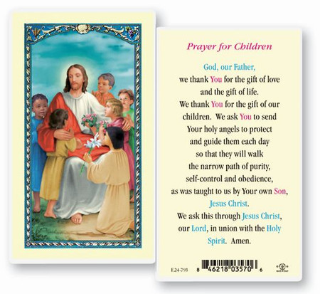 Prayer for Children Laminated Holy Card