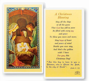 Christmas Blessing Laminated Holy Card