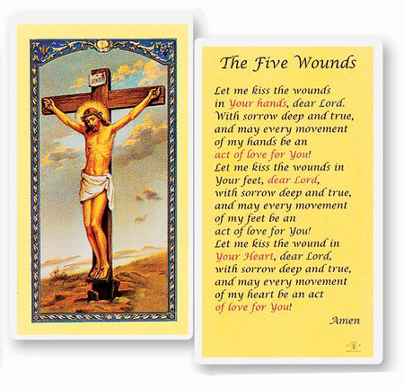 Five Wounds Laminated Holy Card