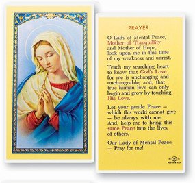 Our Lady of Mental Peace Prayer Laminated Holy Card