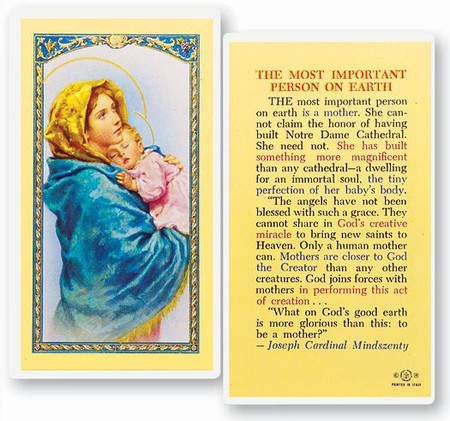 Most Important Person on Earth Laminated Holy Card