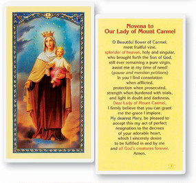 Our Lady of Mount Carmel Novena Laminated Holy Card