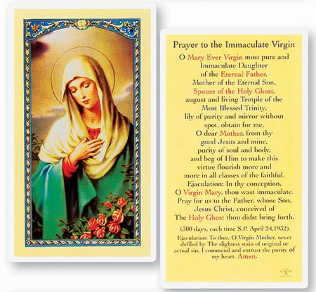 Immaculate Virgin Prayer Laminated Holy Card