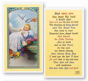 Baptism Boy Laminated Holy Card