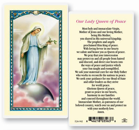 Our Lady Queen of Peace Laminated Holy Card