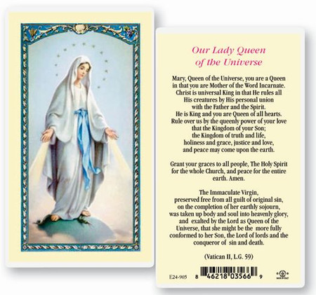 Our Lady Queen of the Universe Laminated Holy Card