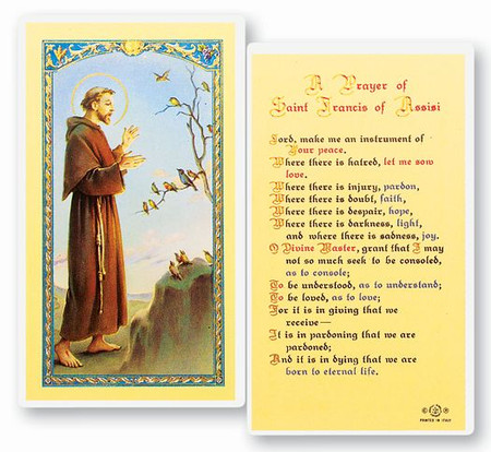 St. Francis of Assisi Prayer for Peace Laminated Holy Card (E24-311)