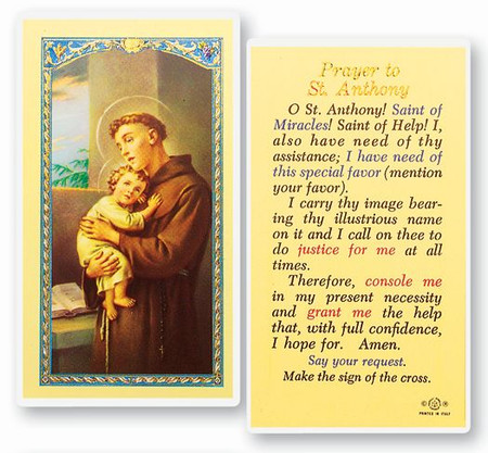 St. Anthony Prayer Laminated Holy Card (E24-300)