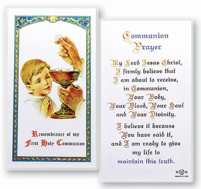 Communion Boy Popular Prayer Laminated Holy Card (E24-670)