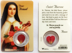 St. Therese Rose Pedal Prayer Card 